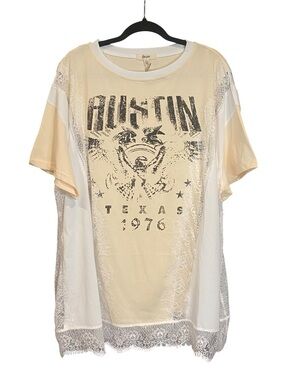 Blue Velvet Austin Texas Lace Tunic Top Size M/L Medium Large Graphic Tee NWT